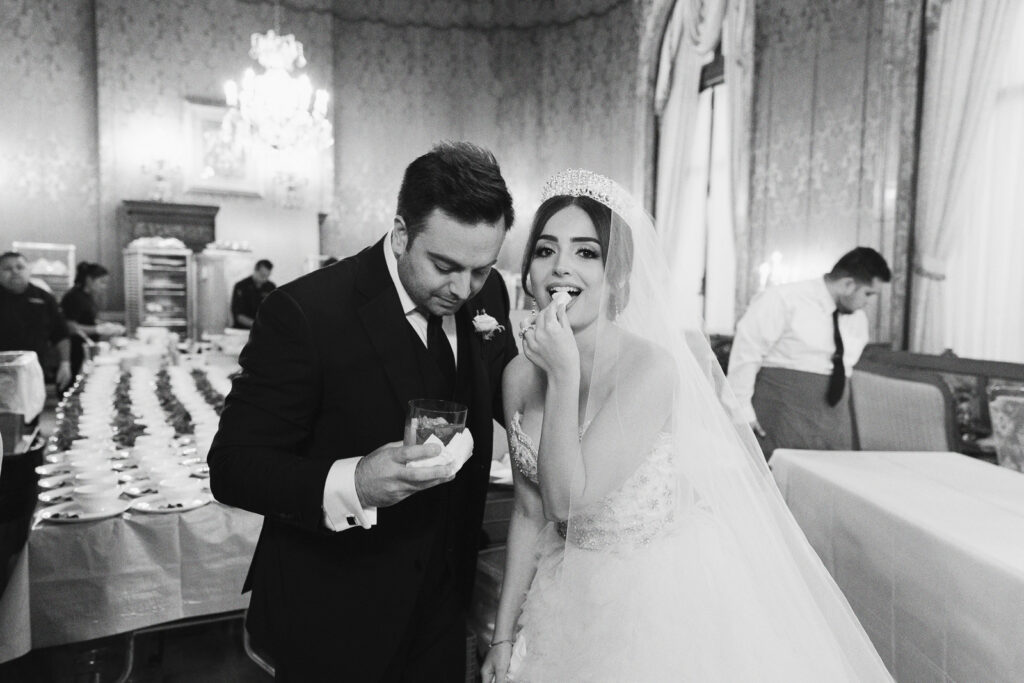 A couple enjoys their reception at the Perry Belmont House