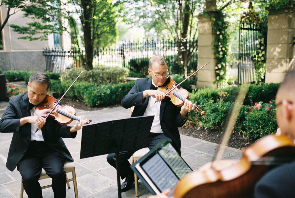 A band plays music at the St. Regis Hotel in Washington, DC