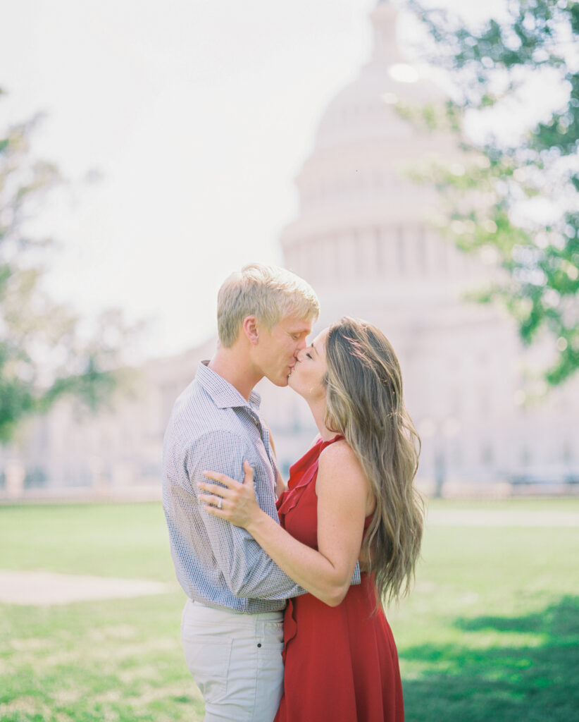 Washington couple poses in one of the top dc engagement session locations